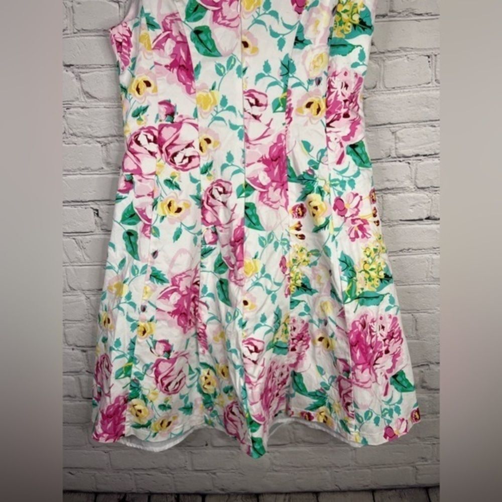 RN Studio by Ronni Nicole Floral Print Sleeveless Twirl Dress Pink Green size 14 - Picture 6 of 13